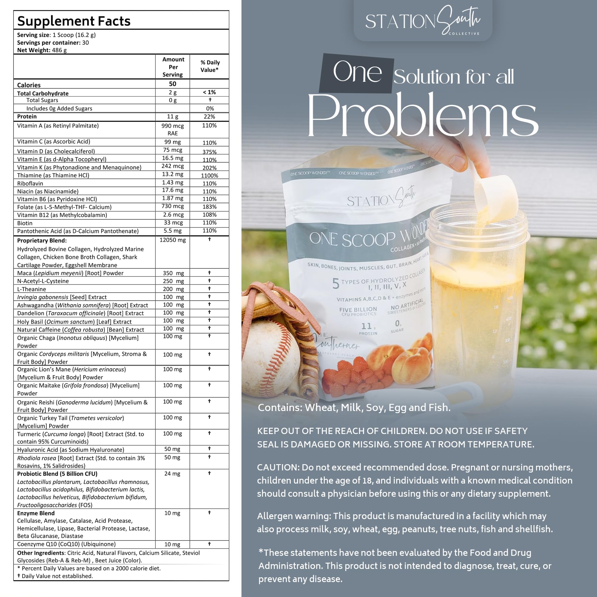 Station South Collective hydrolyzed multi-collagen powder scoop highlights convenient daily protein intake