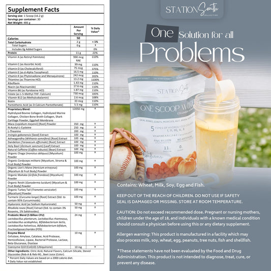 Station South Collective hydrolyzed multi-collagen powder scoop highlights convenient daily protein intake