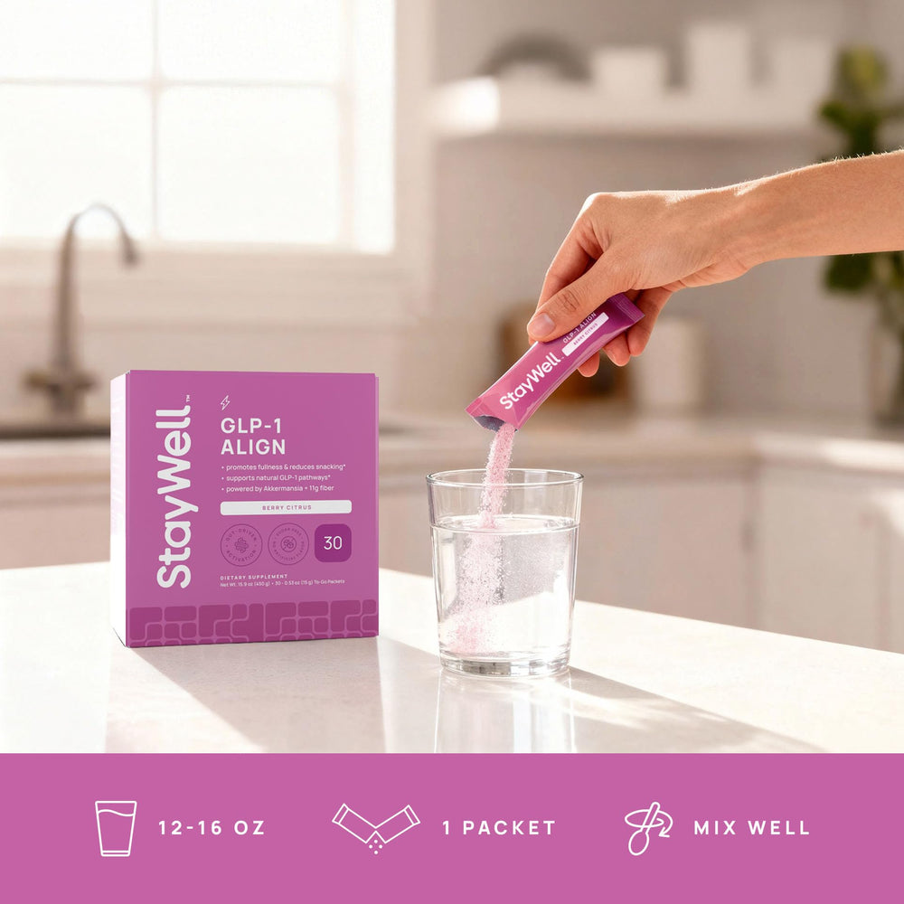 Stay-Well Naturals bottle pour for a quick daily mix.