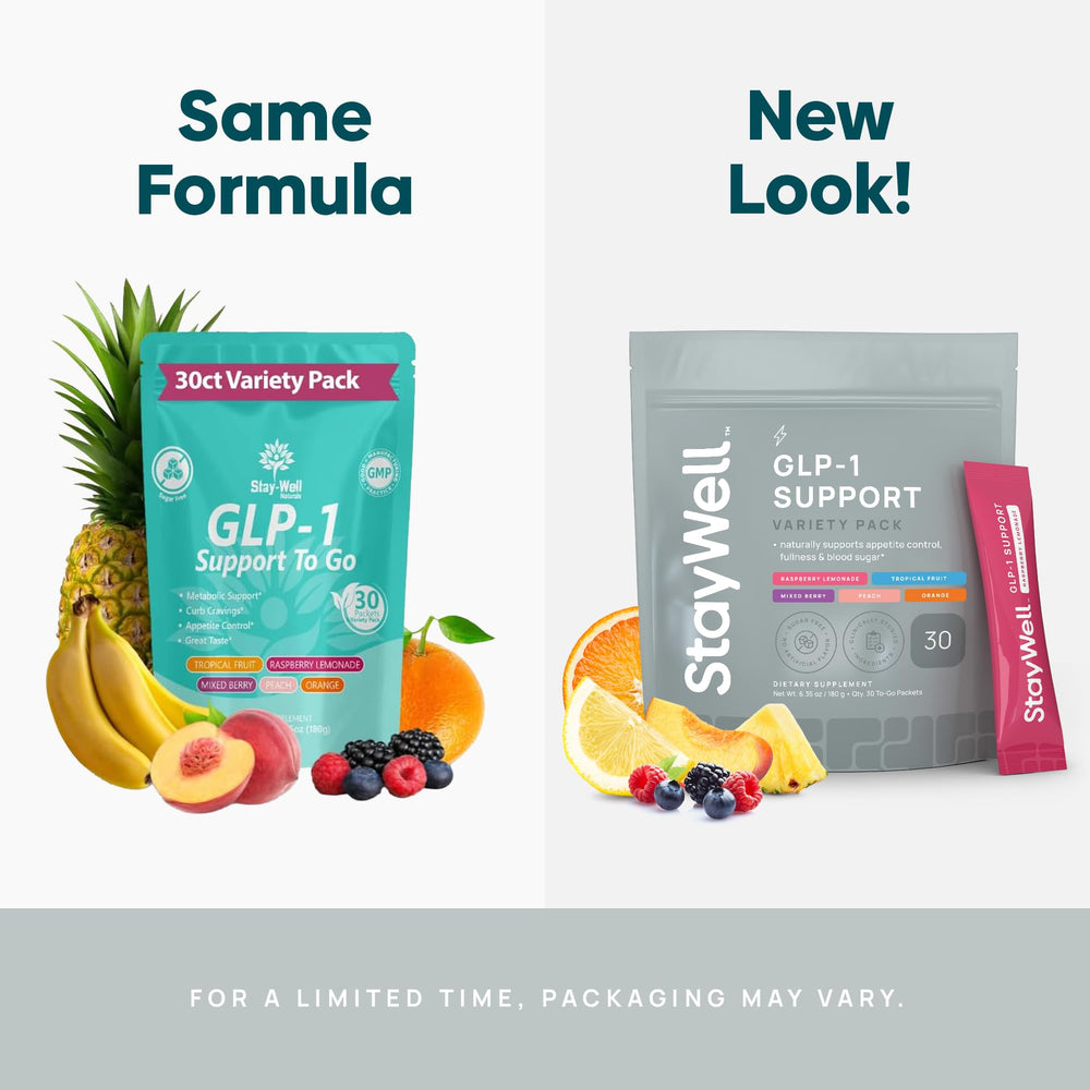 Stay-Well Naturals GLP-1 drink mix sachets ready to blend for cravings management