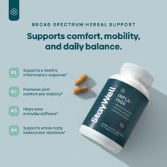 Stay-Well Naturals Infla-1500 label closeup highlights turmeric and bromelain ingredients.