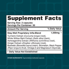 Stay-Well Naturals Infla-1500 turmeric-powder closeup implies antioxidant-inspired comfort.