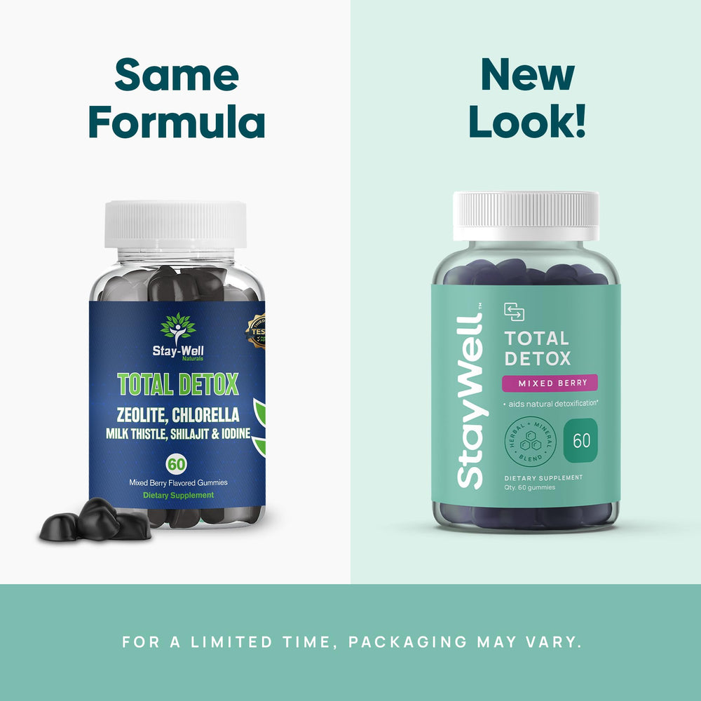 Stay-Well Naturals Total Detox mixed berry gummies close-up highlighting tasty, easy-to-use detox support