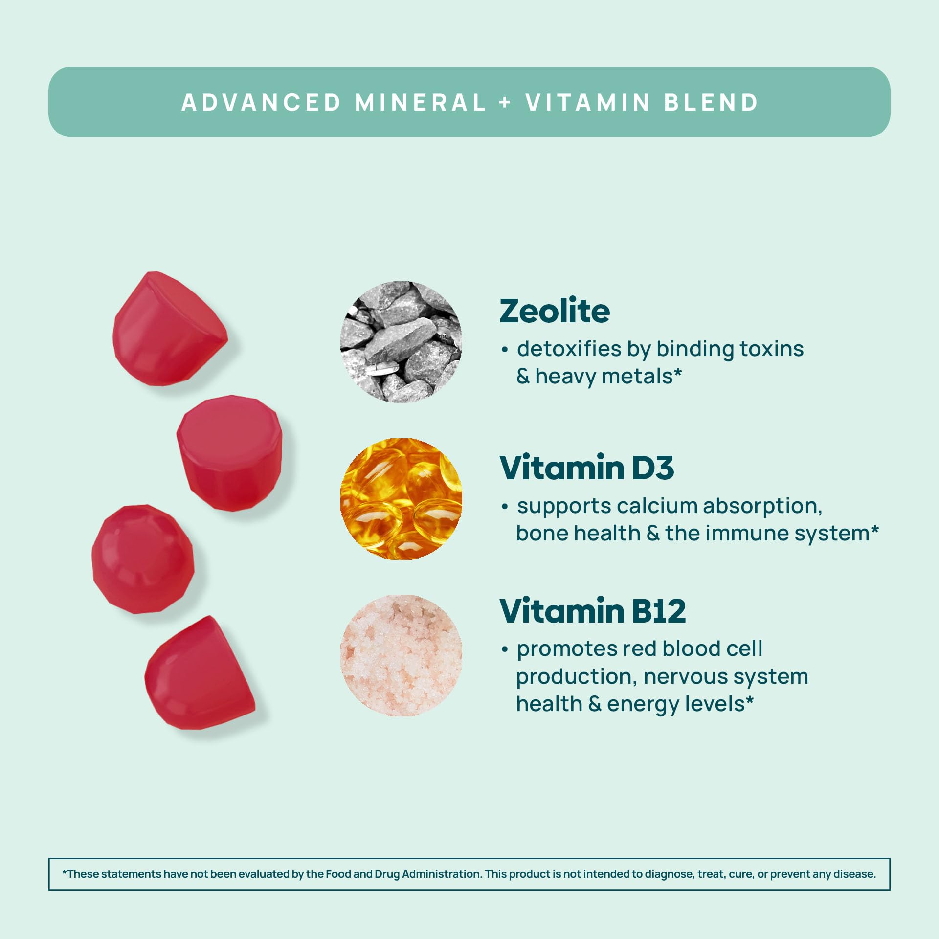 Stay-Well Naturals zeolite gummies packaging on shelf conveys convenient daily use.