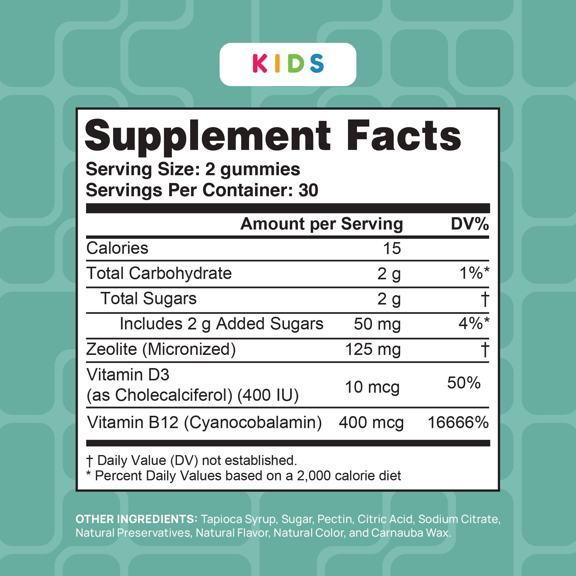 Stay-Well Naturals zeolite gummies texture closeup reveals chewy, kid-friendly consistency.
