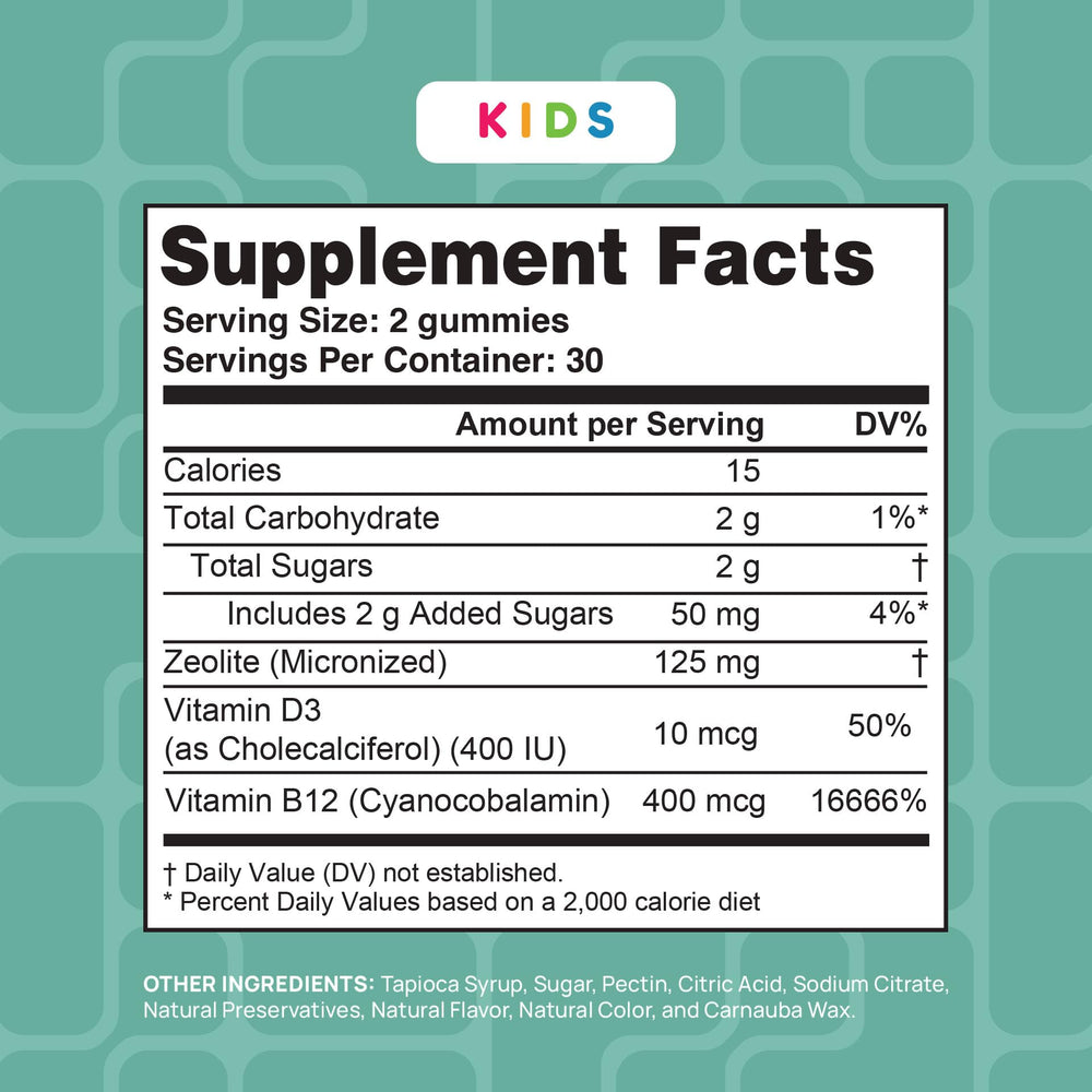 Stay-Well Naturals zeolite gummies texture closeup reveals chewy, kid-friendly consistency.