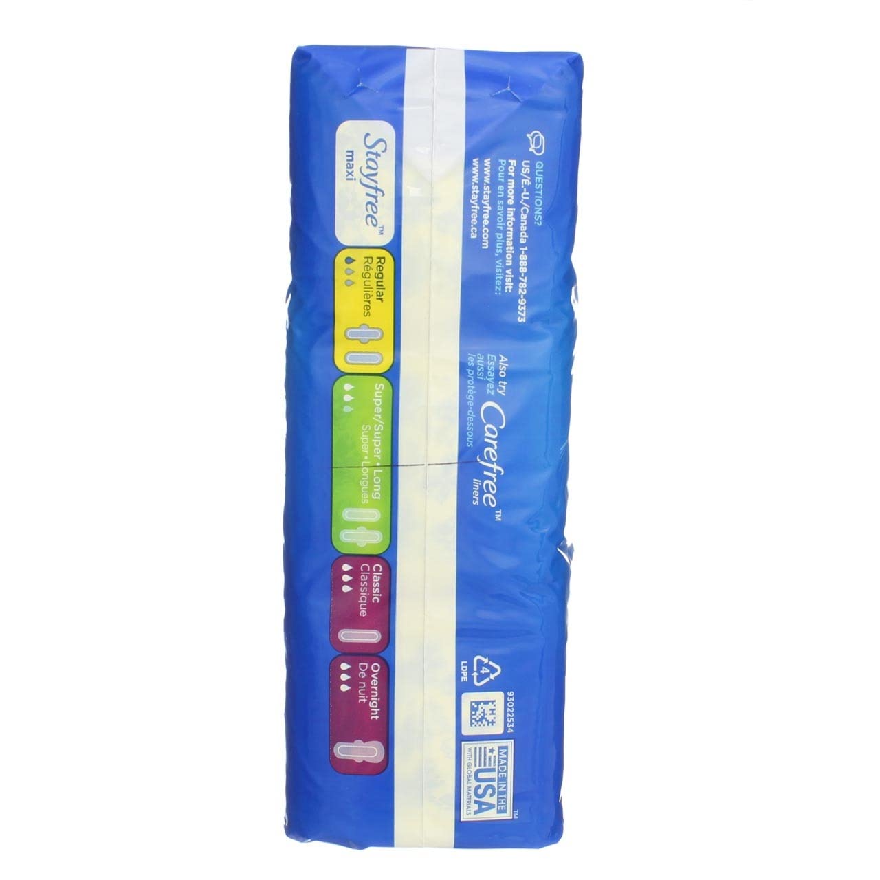 Stayfree Regular Maxi Pad absorbent core keeps you dry.