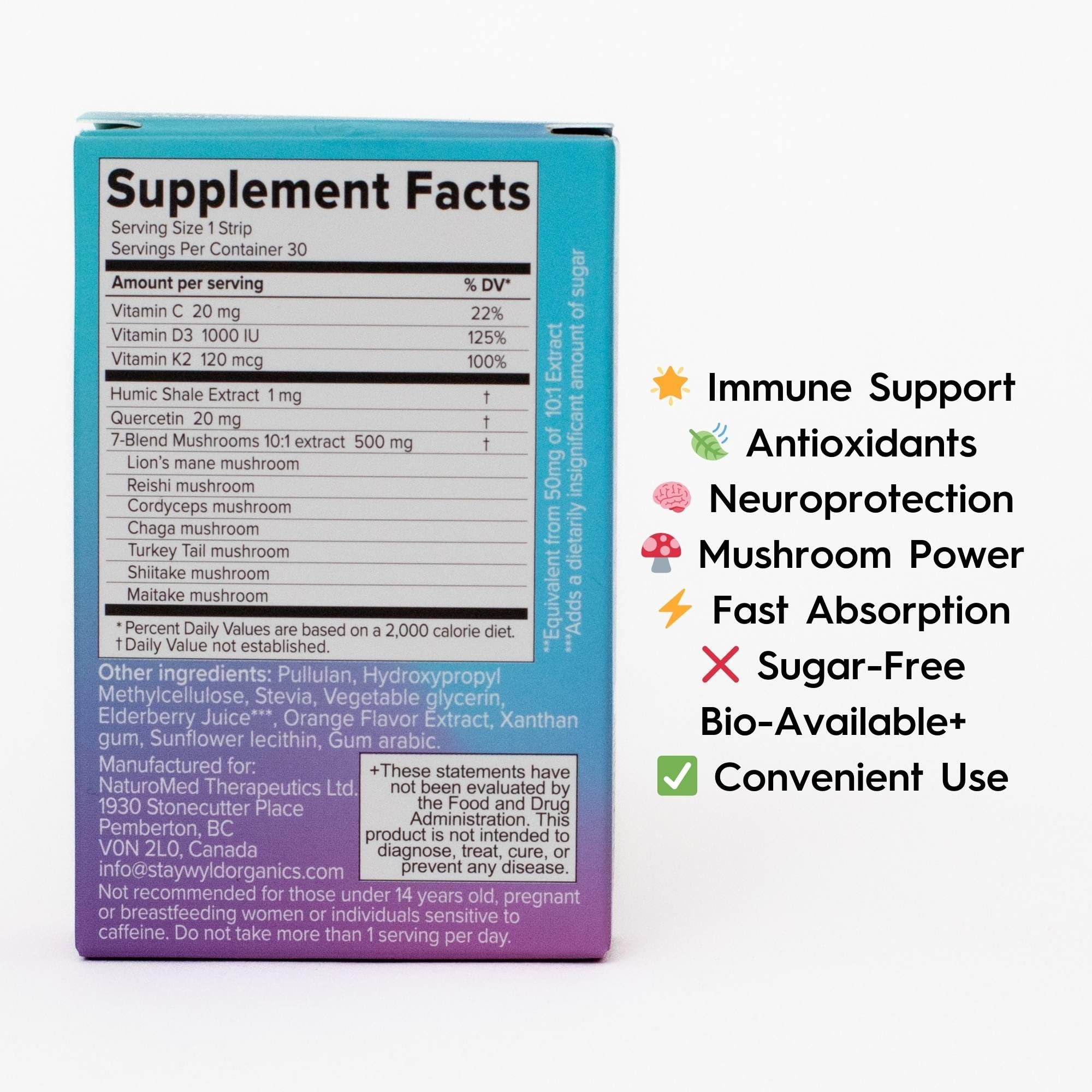 Citrus-flavored Stay Wyld Immunity Strips with vitamin blend for daily routine.