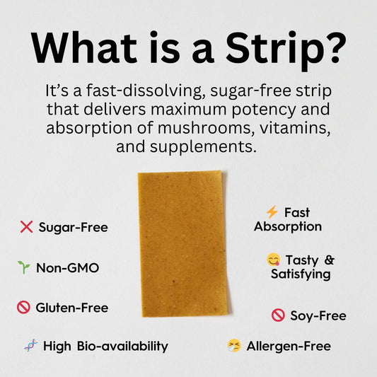 Close-up of dissolving Stay Wyld Immunity Strip for on-the-go wellness.