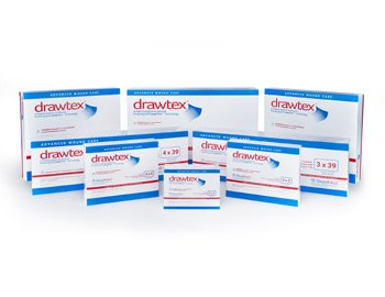 Steadmed Drawtex hydroconductive dressing 6x8 box of 10 supports moist healing and drainage management.