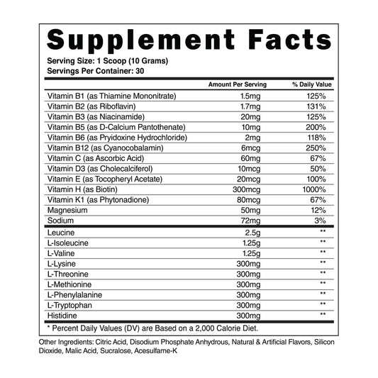Steel Supplements BCAA EAA powder scoop for convenient dose.