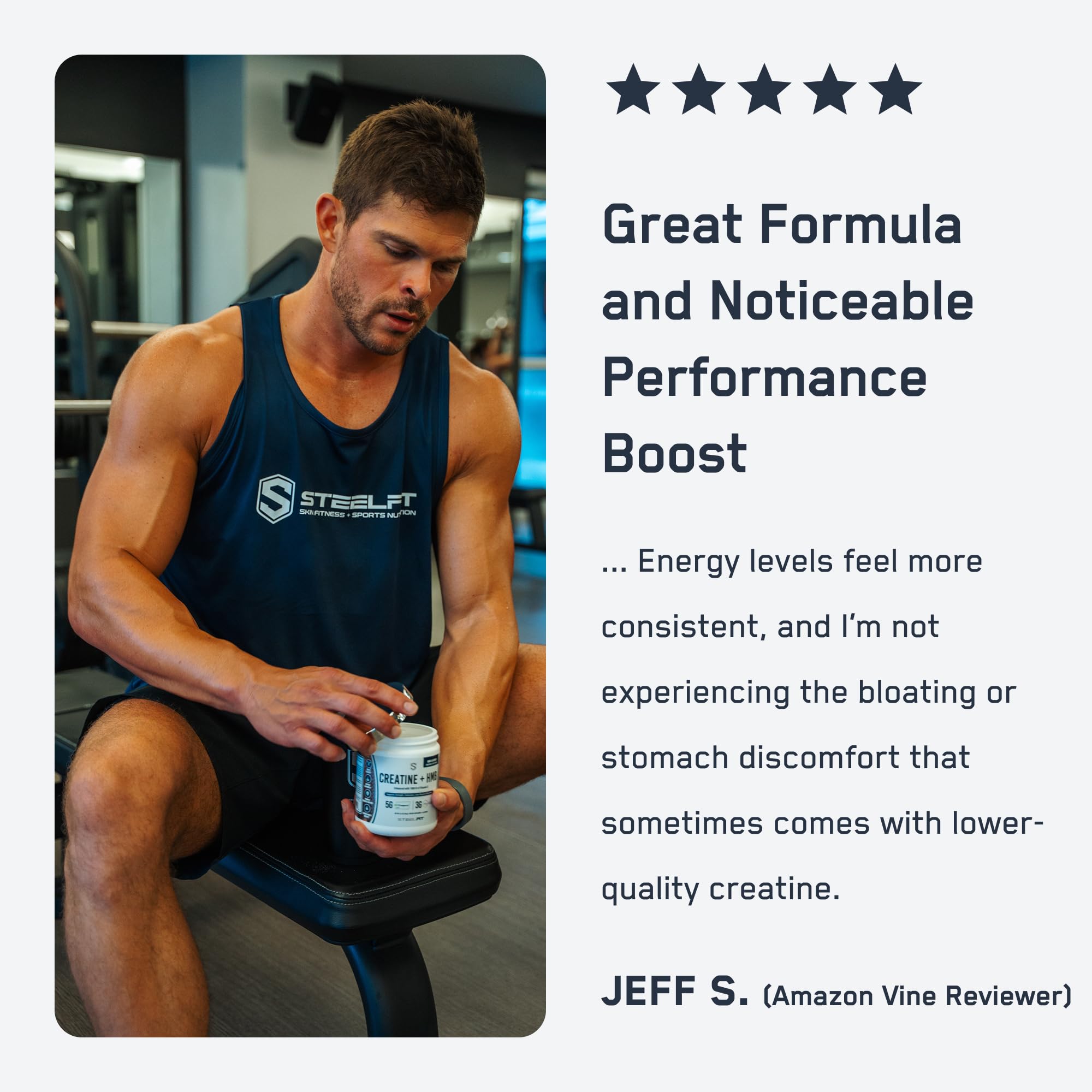 Cold water dissolving SteelFit powder for a ready-to-drink serving