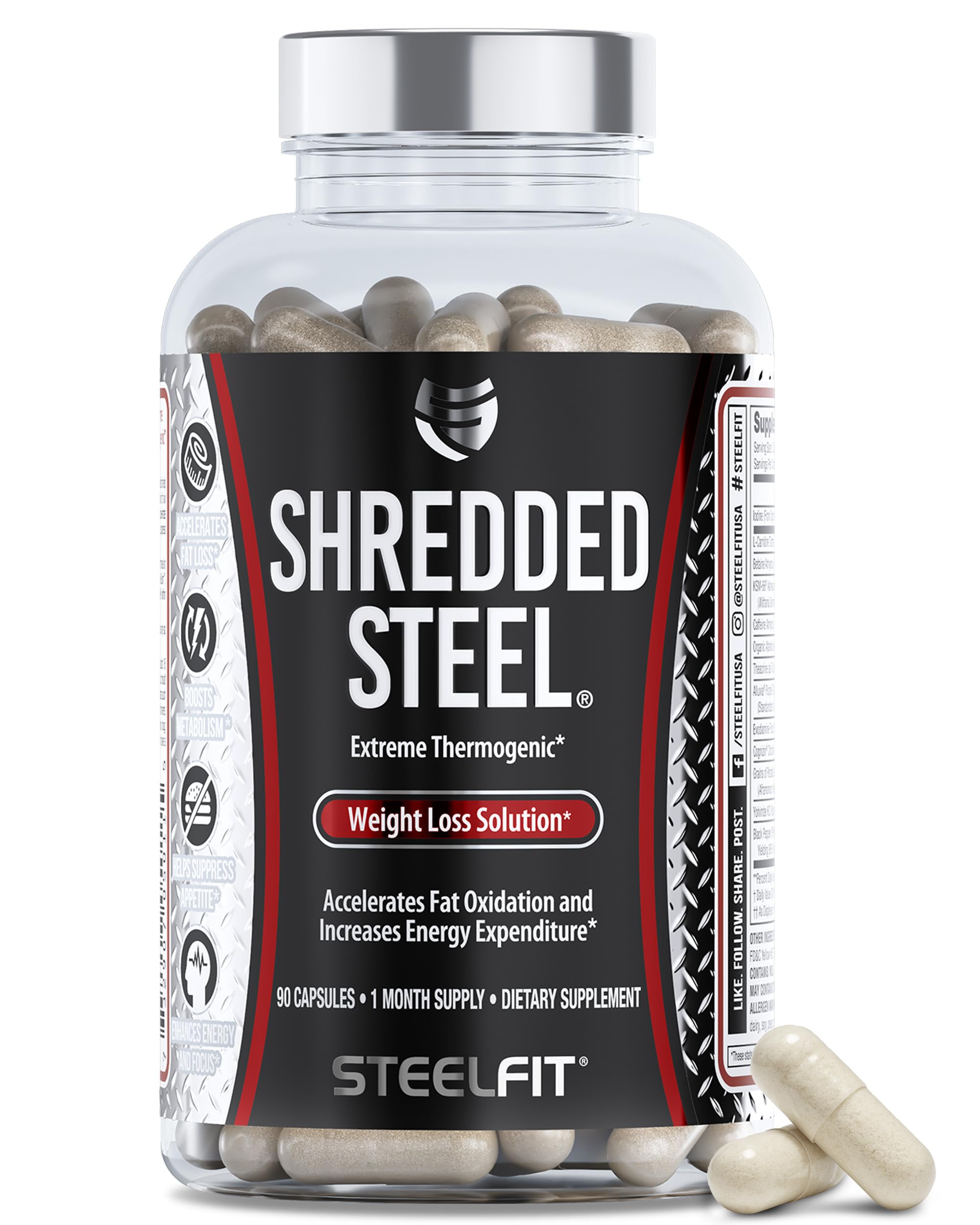 SteelFit Shredded Steel bottle pour for easy daily energy support.