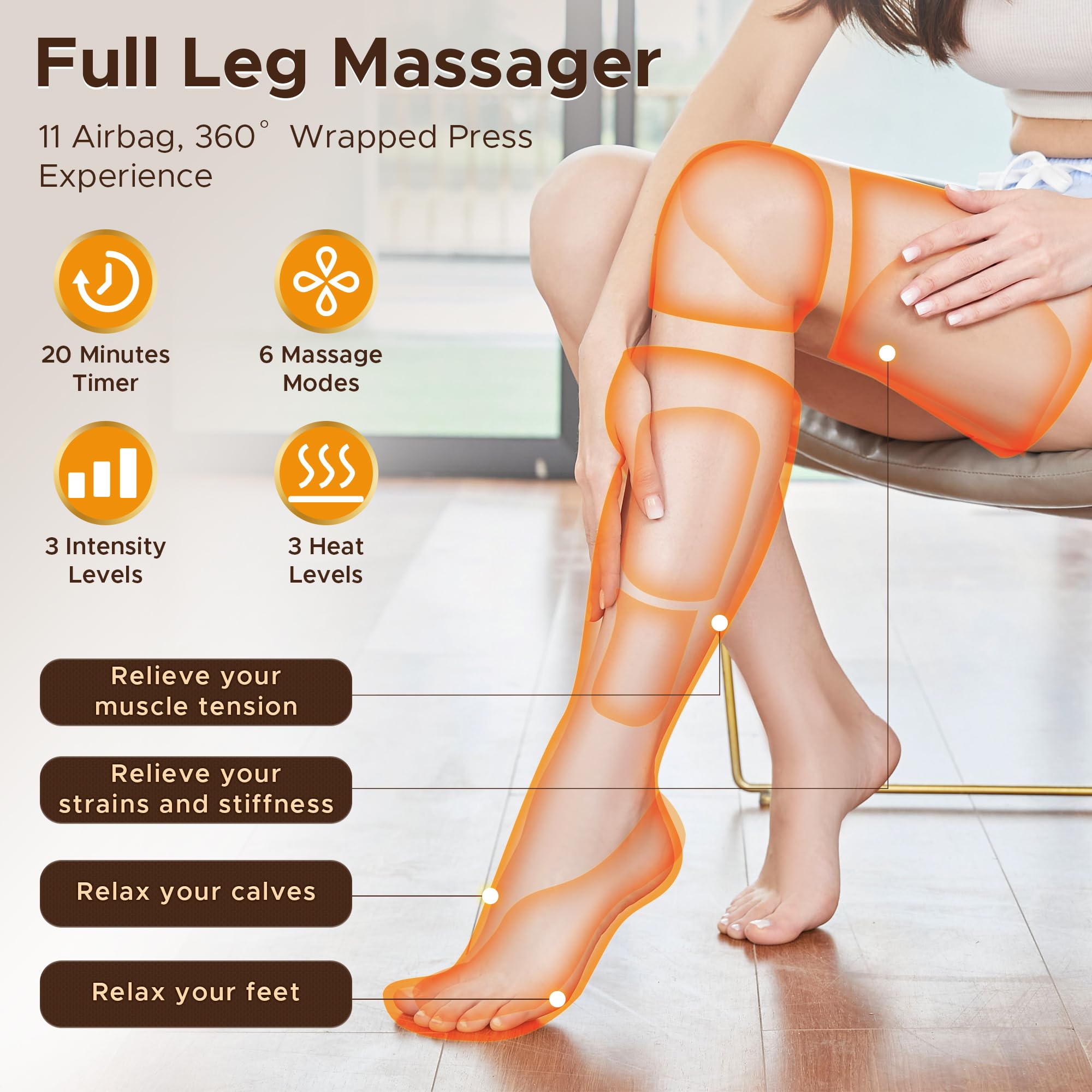 STEELUS leg massager heat therapy soothes tense muscles after workouts