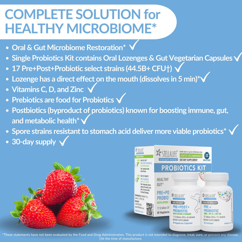 StellaLife probiotic gut capsules shown for convenient daily digestive support.