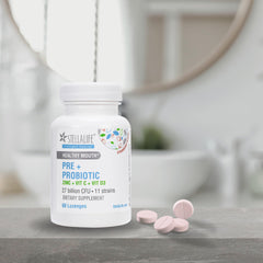 StellaLife probiotic lozenge in strawberry flavor for daily use