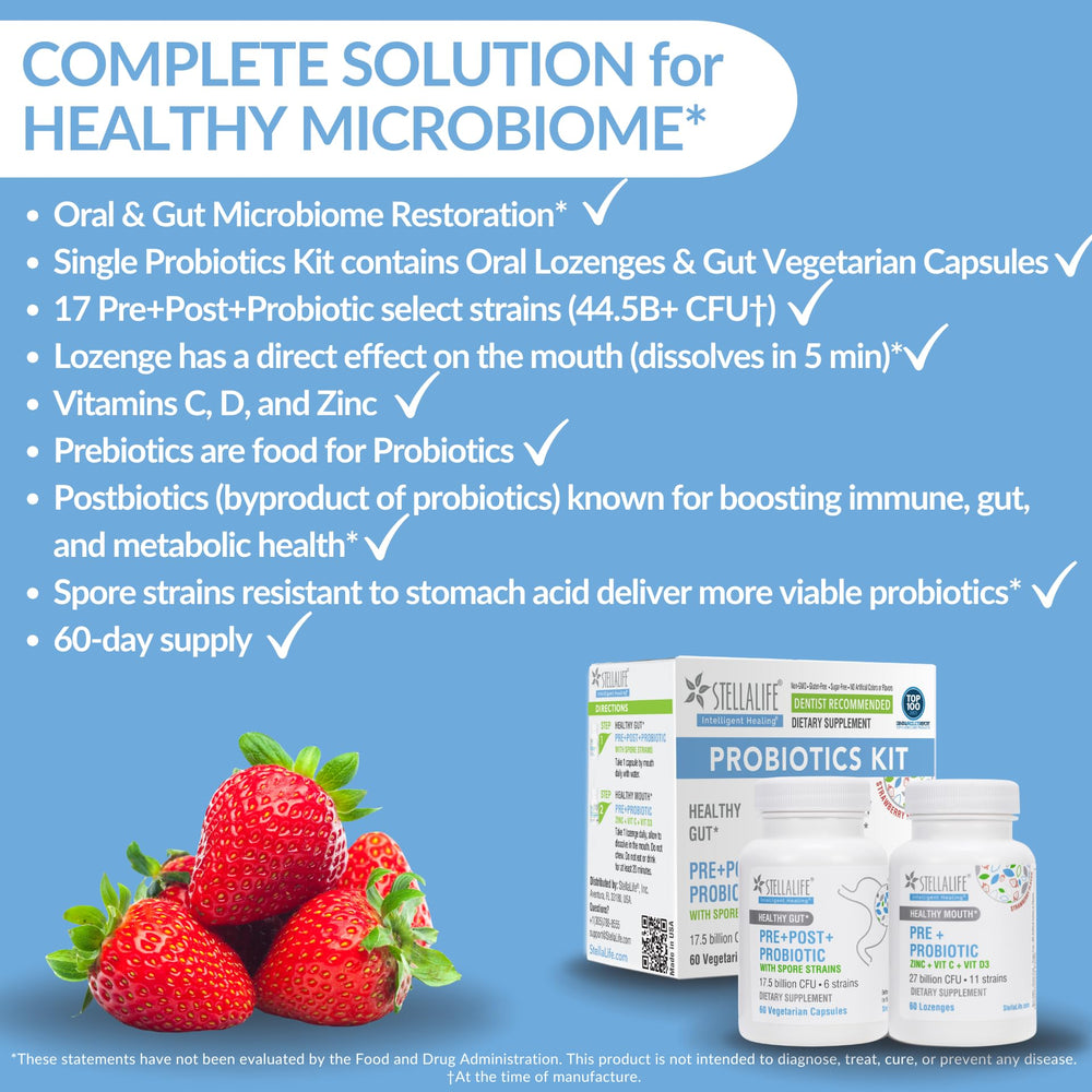 StellaLife Probiotics Oral Lozenges, dissolving in 5 minutes for fast oral support.