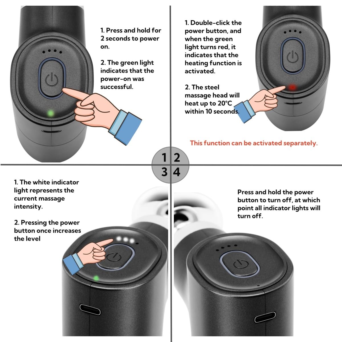 Stellamist Mini Massage Gun USB-C charging in action for convenient power on the go.