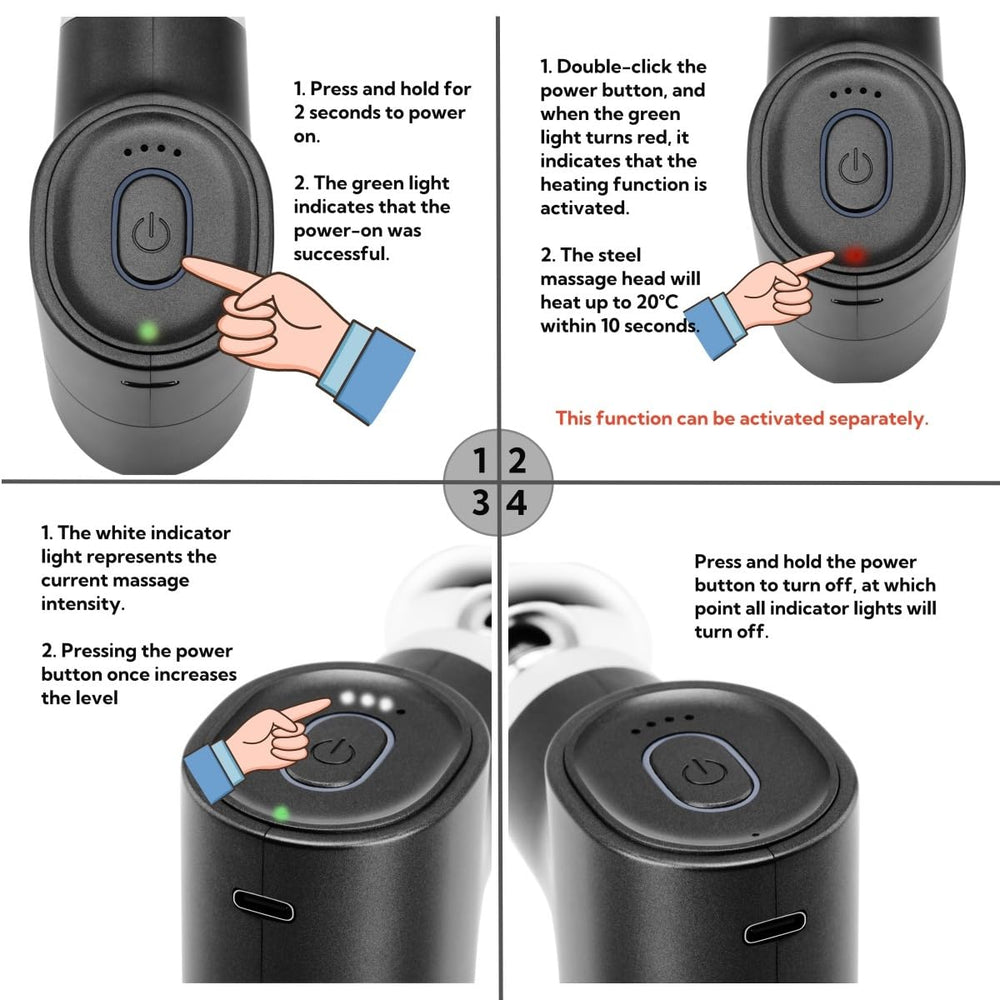 Stellamist Mini Massage Gun USB-C charging in action for convenient power on the go.