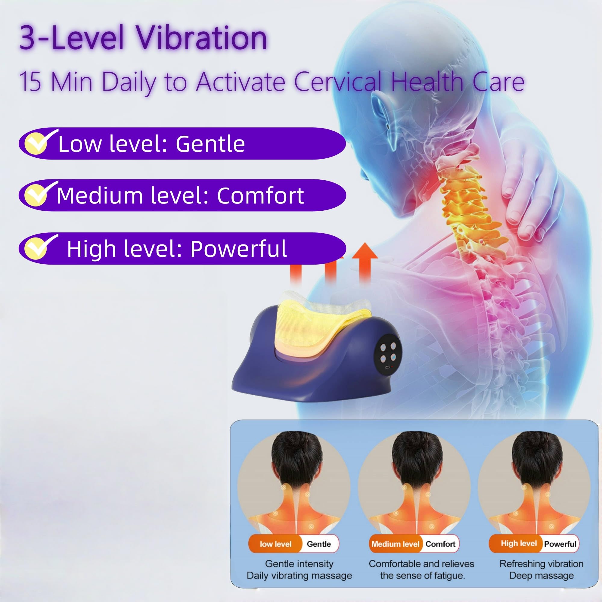 Stellamist portable neck massager with remote control for easy use at home or on the go.