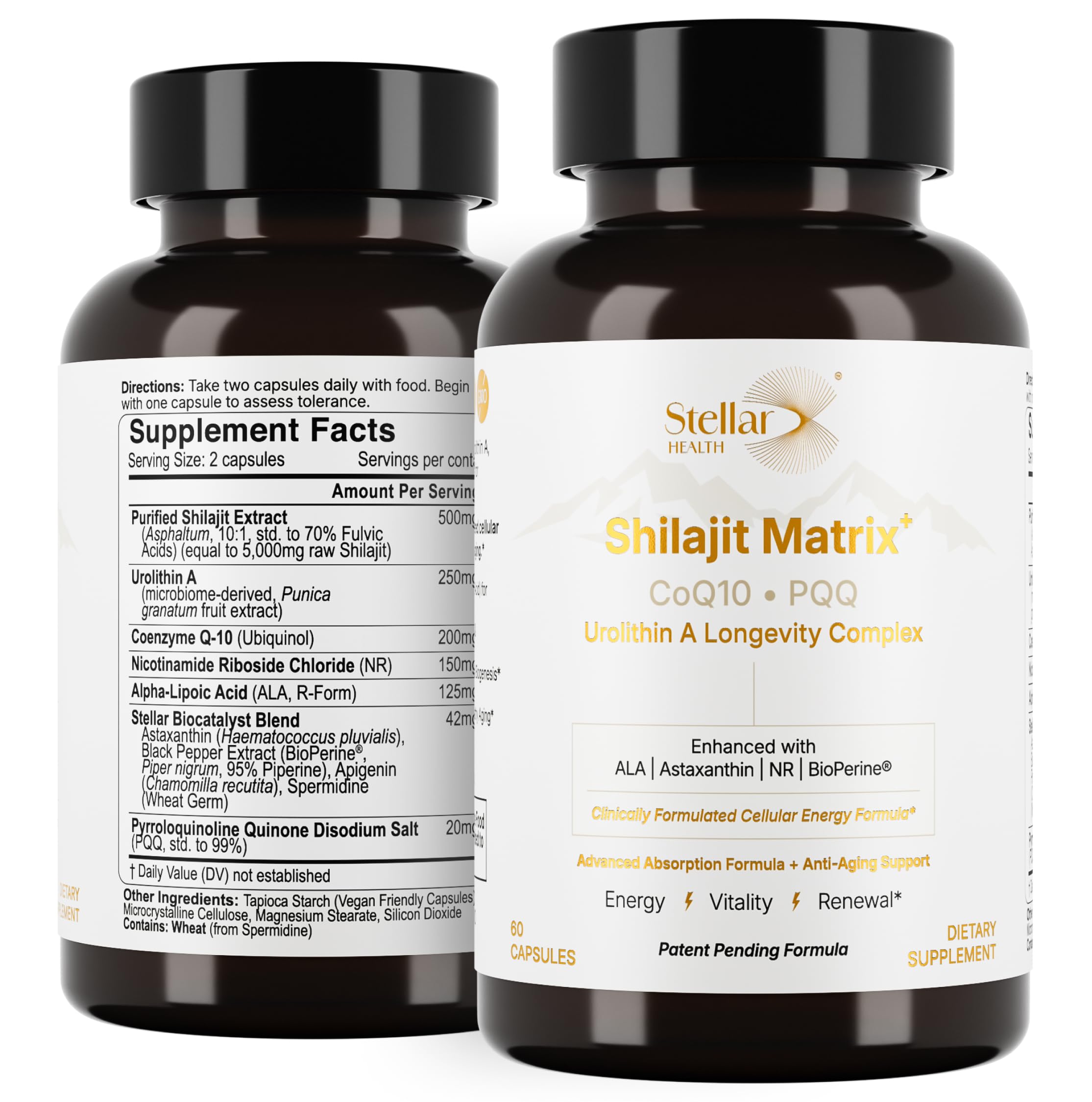 Stellar Health Clinical Mitochondrial Complex bottle on desk emphasizes energy support.