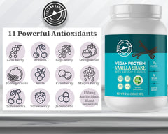 Stellar Labs vegan protein powder being mixed in a shaker bottle for on-the-go.