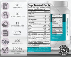 Stellar Labs vegan protein powder shake in a glass showing smooth texture.