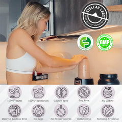 Stellar Labs dairy-free formula shown in close-up, ideal for sensitive stomachs.