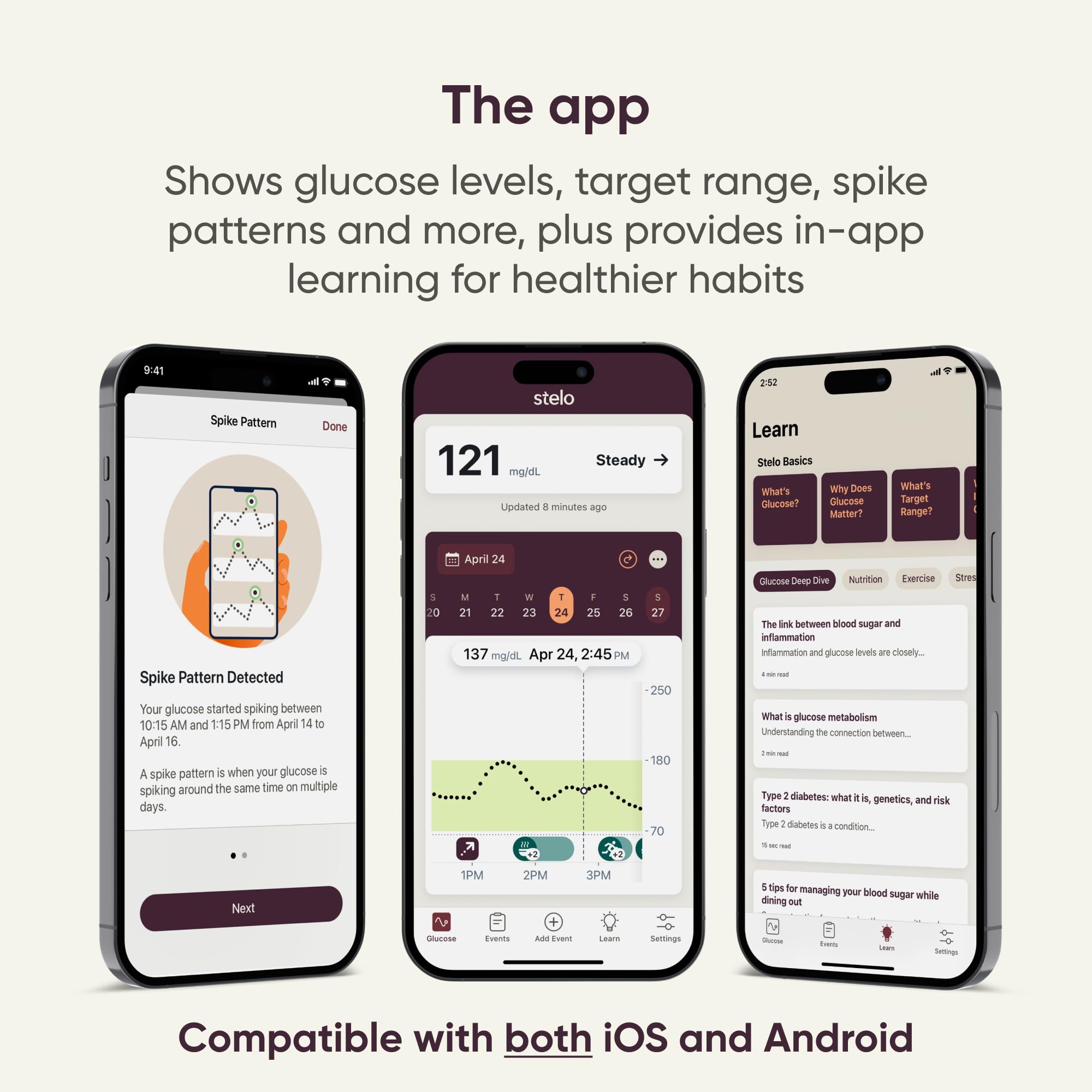 Stelo app compatibility for iOS and Android with seamless data sync