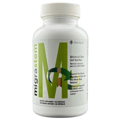 StemTech MigraStem bottle closeup showing daily wellness support