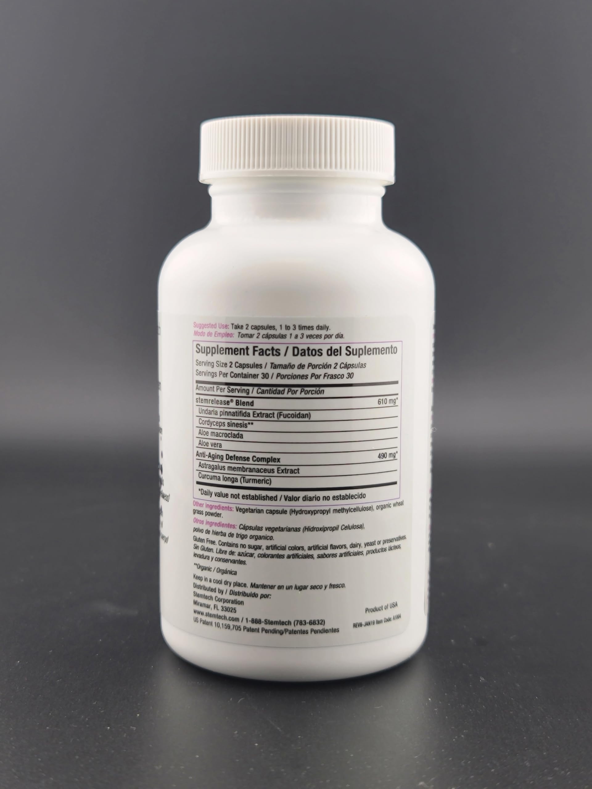Stemtech Stemrelease3 bottle top view for easy daily capsule ritual