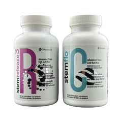 Stemtech StemRelease3 & StemFlo bottle-front view suggesting daily wellness support