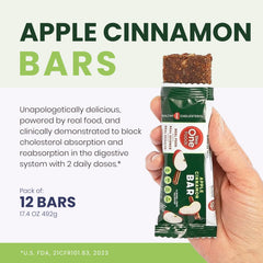 Step One Apple Cinnamon Bar texture close-up emphasizes chewy bite.