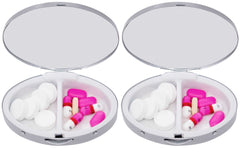 Stephanie Imports etched-pattern chrome-plated finish, stylish travel companion for vitamins and meds.