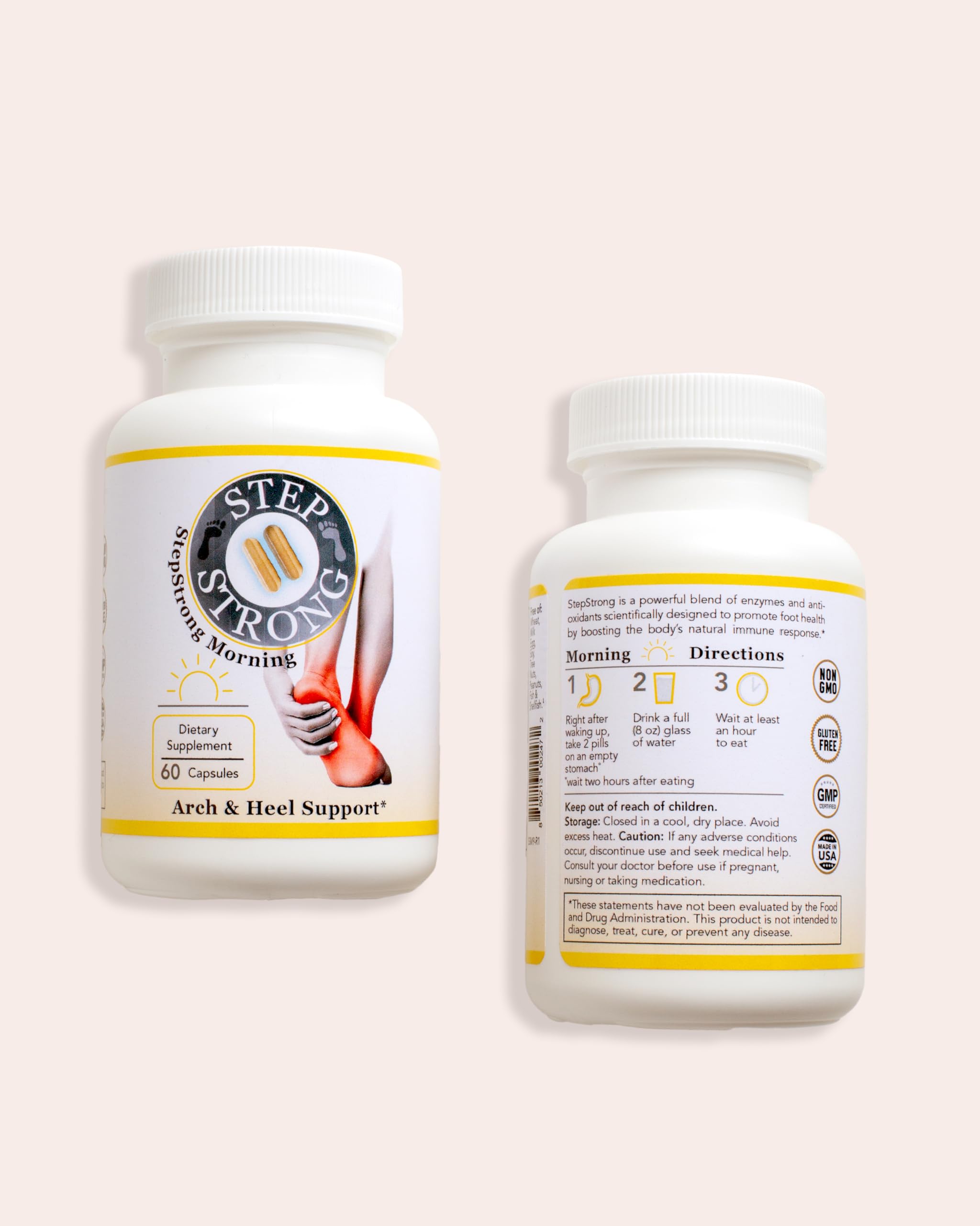 StepStrong Daily Defense capsules closeup demonstrates easy morning-evening dosing.