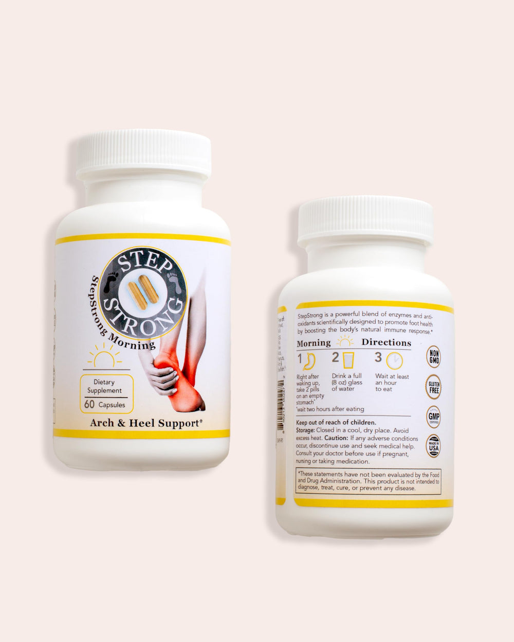 StepStrong Daily Defense capsules closeup demonstrates easy morning-evening dosing.