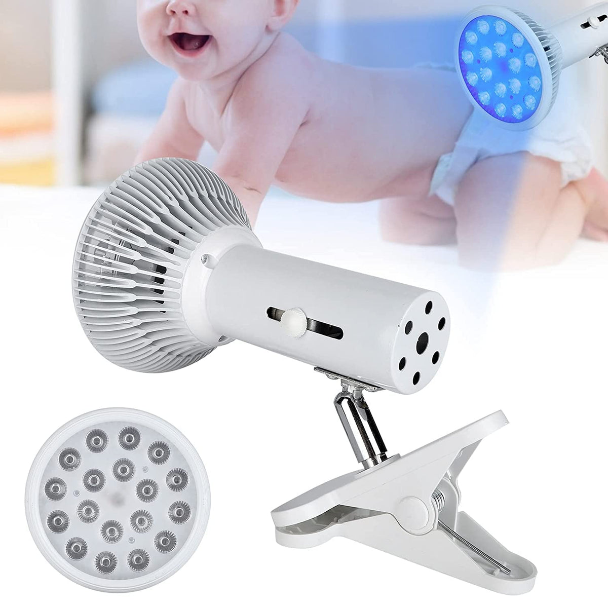 Stickfrease jaundice light lamp device on table for newborn care with blue LED therapy