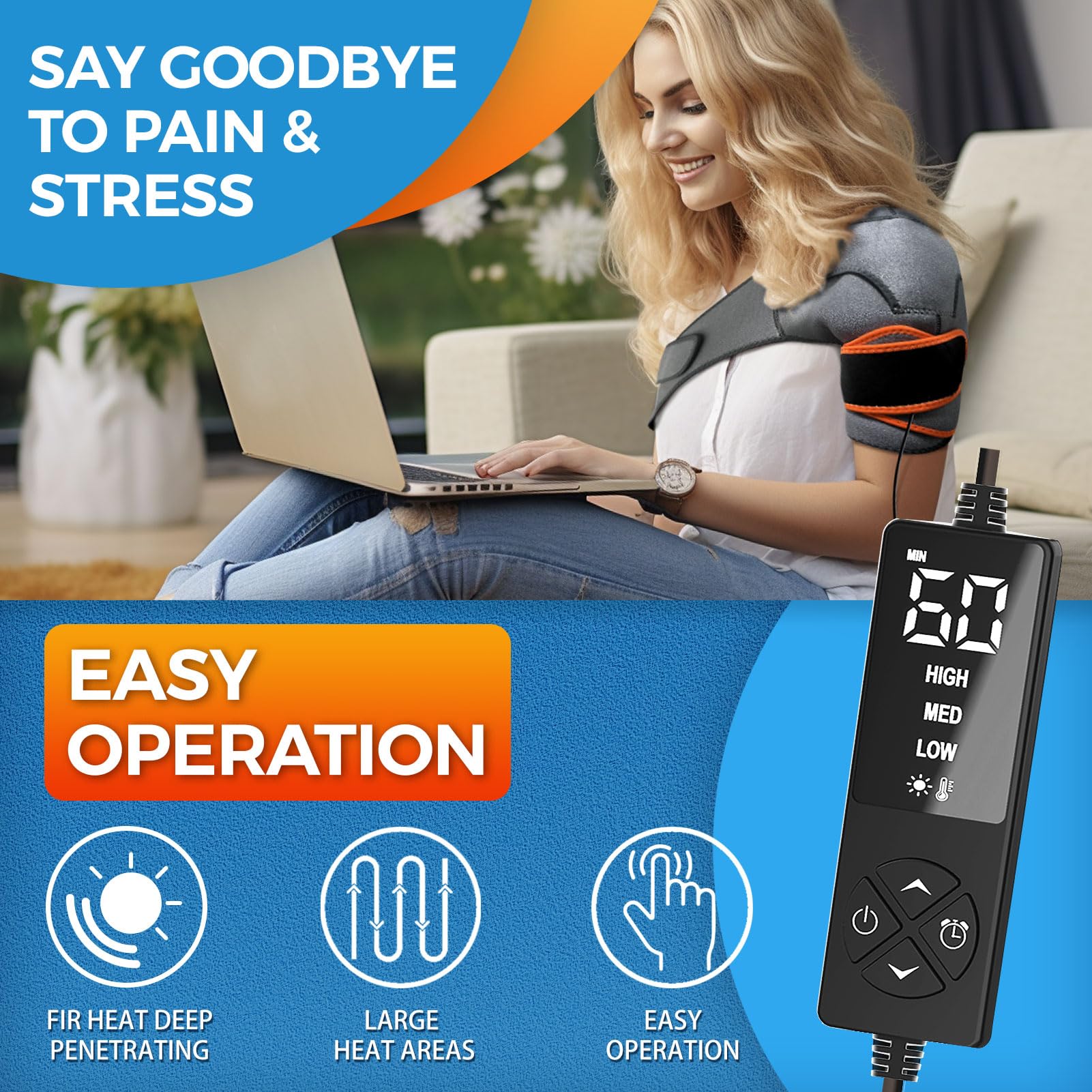 Sticro heating pad includes overheat protection for secure daily use.