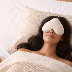 Stillnus heart eye pillow used during meditation and relaxation sessions.