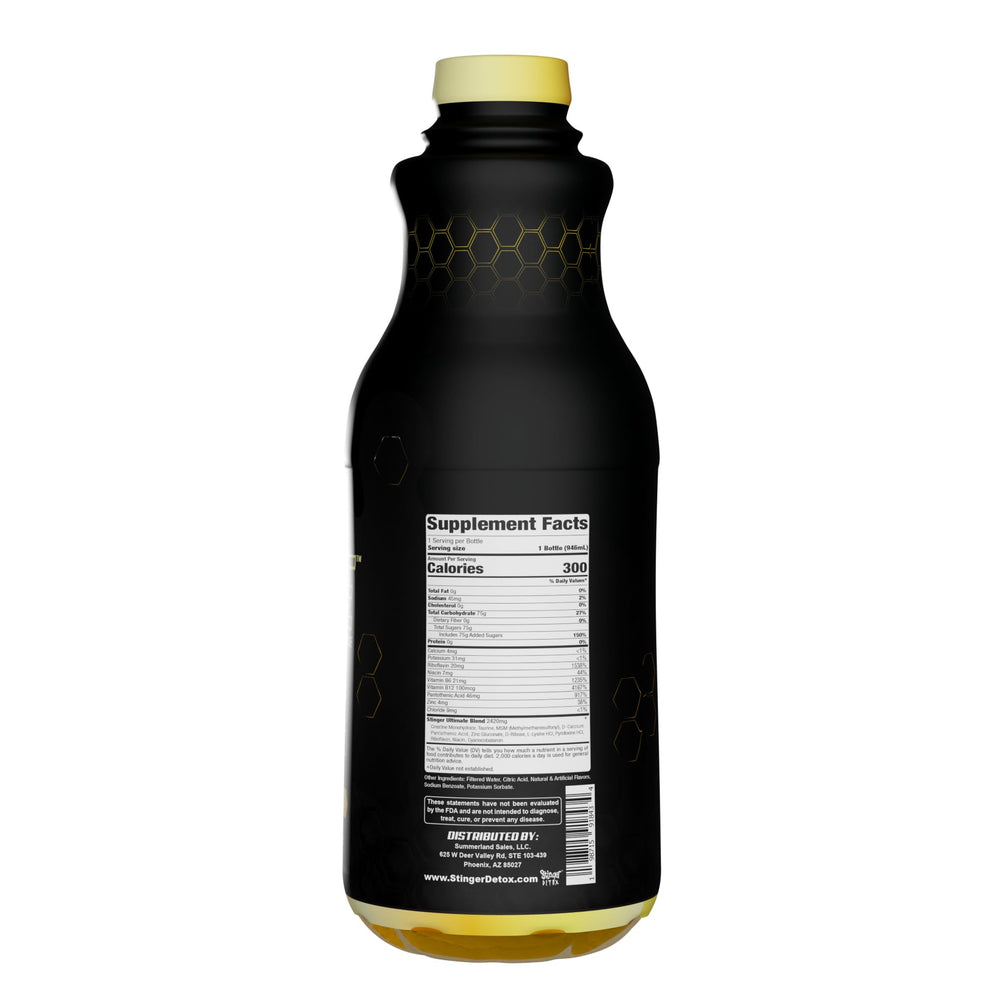 Stinger Detox Hive packaging display highlights premium USA-made detox choice.