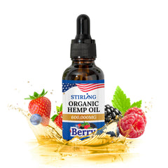 STIRLING Organic Hemp Oil bottle with berry flavor for daily use