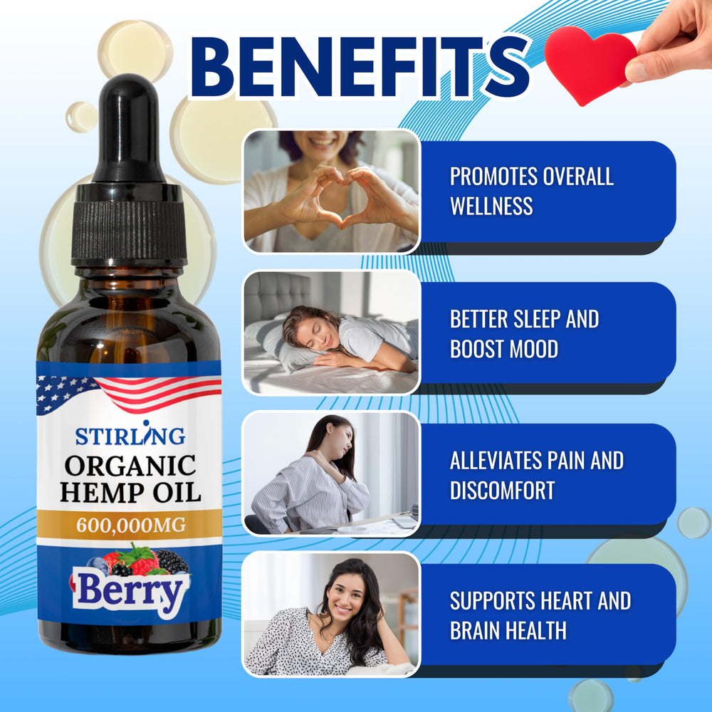 STIRLING hemp oil dropper showing precise dosing for easy daily routines