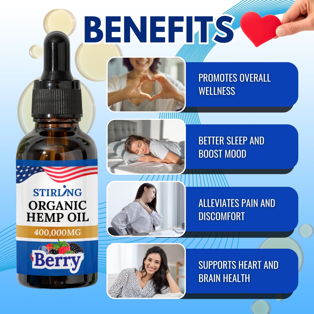Stirling Organic Hemp Oil MCT blend bottle for smooth, balanced consumption.