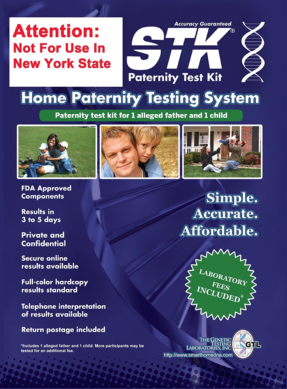 STK paternity test kit box open for easy home collection