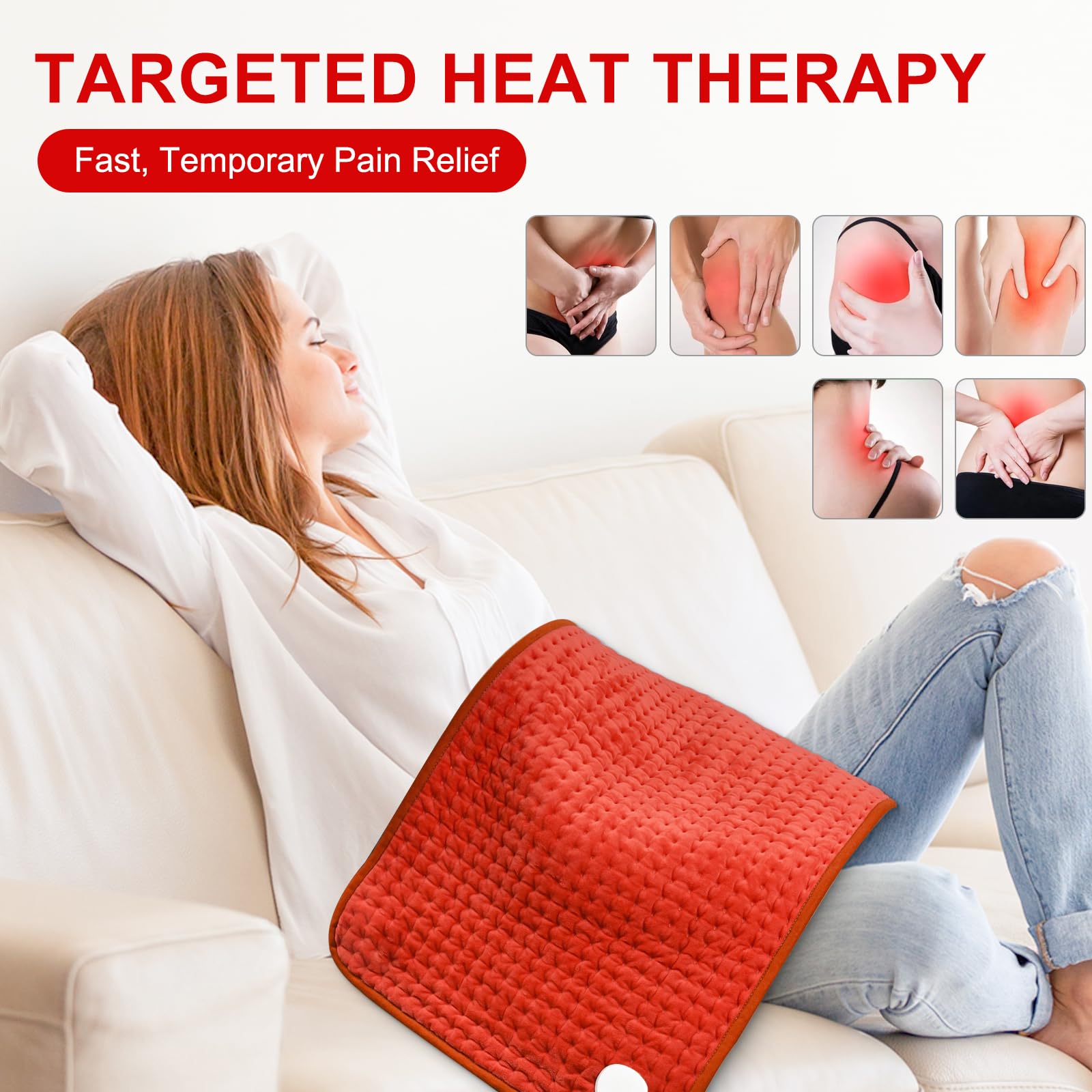 Stofiro heating pad with 17x33 soft crystal fleece for whole-back comfort