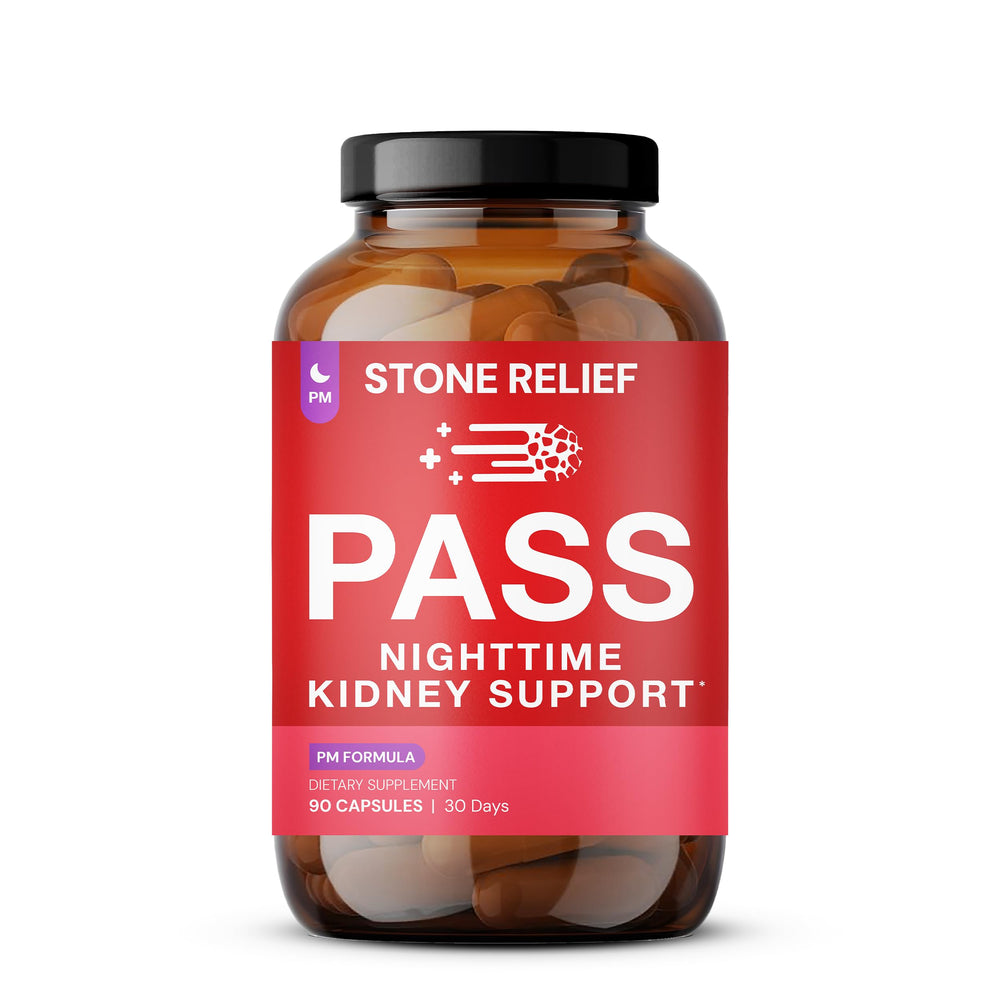 STONE RELIEF Chanca Piedra bottle pour demonstrates nighttime support in a calm setup.
