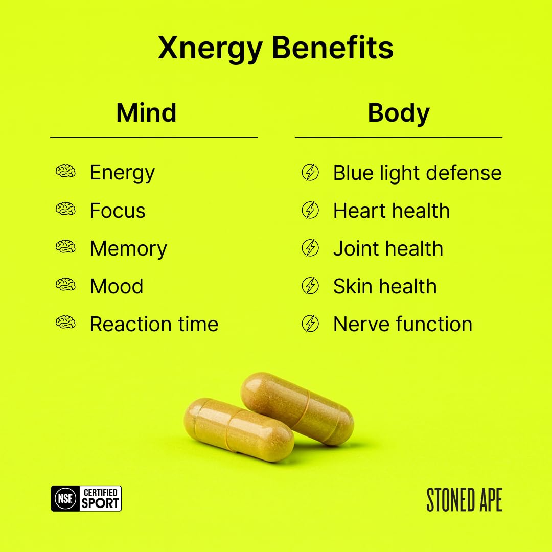 Stoned Ape Xnergy astaxanthin bottle highlights antioxidant vitality