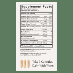 Stonehenge Dynamic Nerve ingredients graphic featuring ALA, PEA and B vitamins
