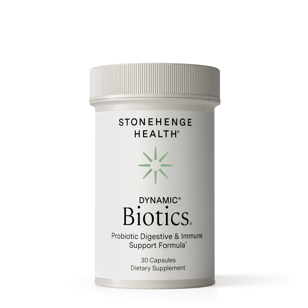 Stonehenge Health Dynamic Biotics bottle with 16 strains for gut support