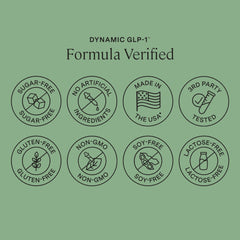 Stonehenge Health Dynamic GLP-1 vegan non-GMO seal signals clean choices.